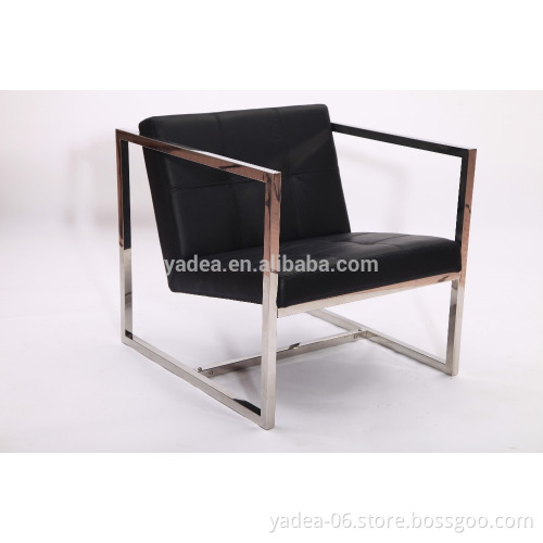 Black leather contemporary lounge chairs for living room